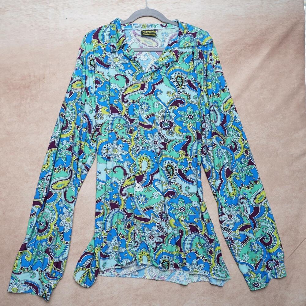 Underwraps Paisley Button Up Blouse XL